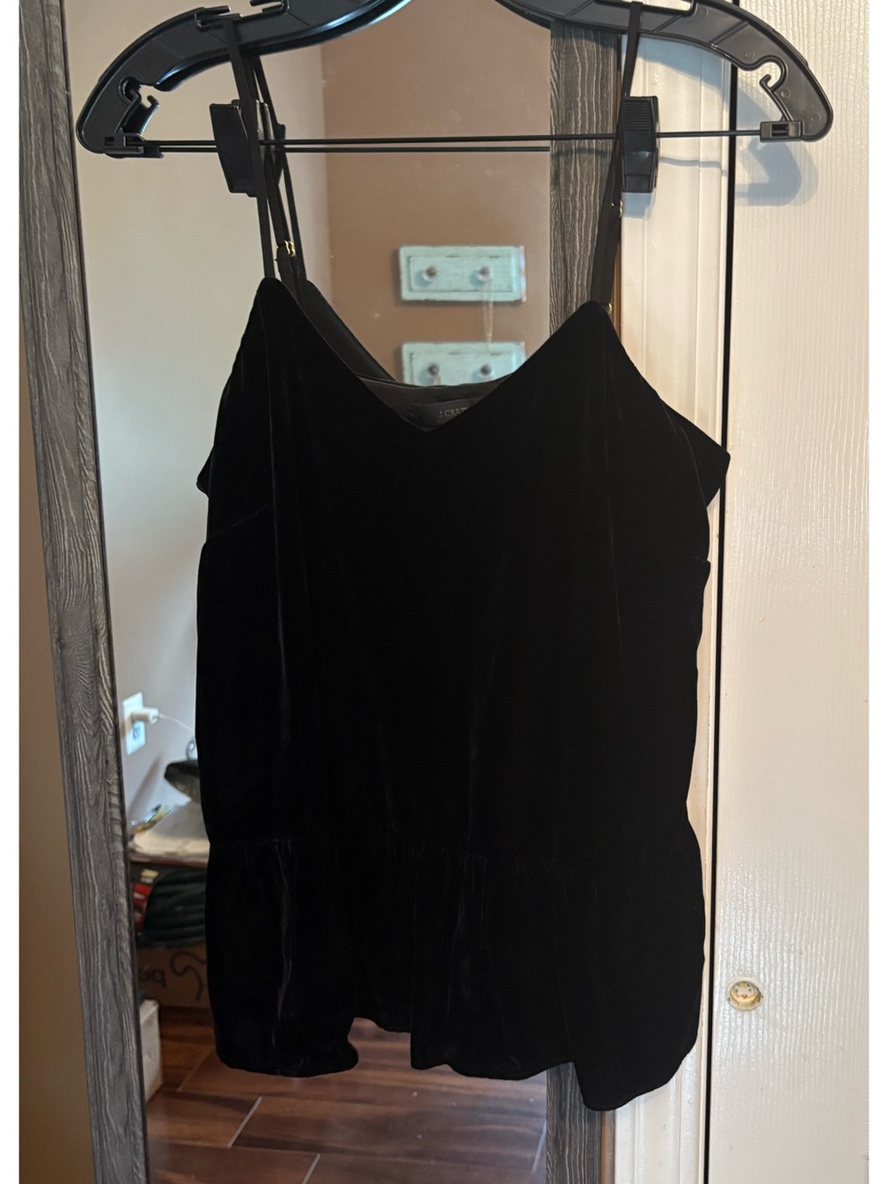 J Crew Black Velvet Spaghetti Strap Top